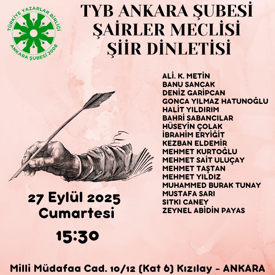 TYB Ankara Şubesi’nde Şairler Meclisi Şiir Dinletisi